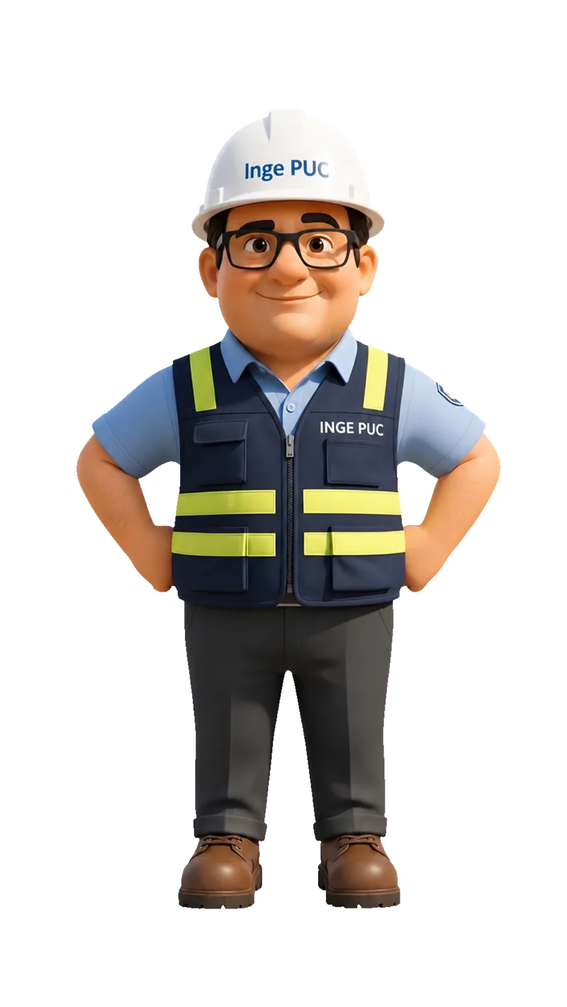 Personaje de El Inge Puc con casco y equipo de seguridad